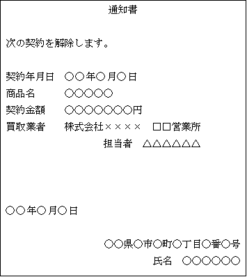 クーリング・オフ書面3