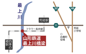 最上川橋梁の地図