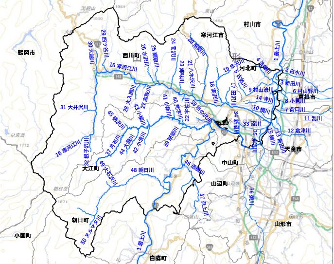 西村山河川位置図