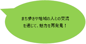 まち歩きや地域の人との交流を通じて、魅力を再発見！